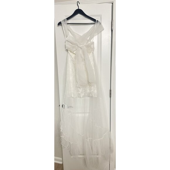 FOR LOVE & LEMONS Lace Mini Dress with Tulle Overlay in White Size Small NWT - Picture 5 of 11
